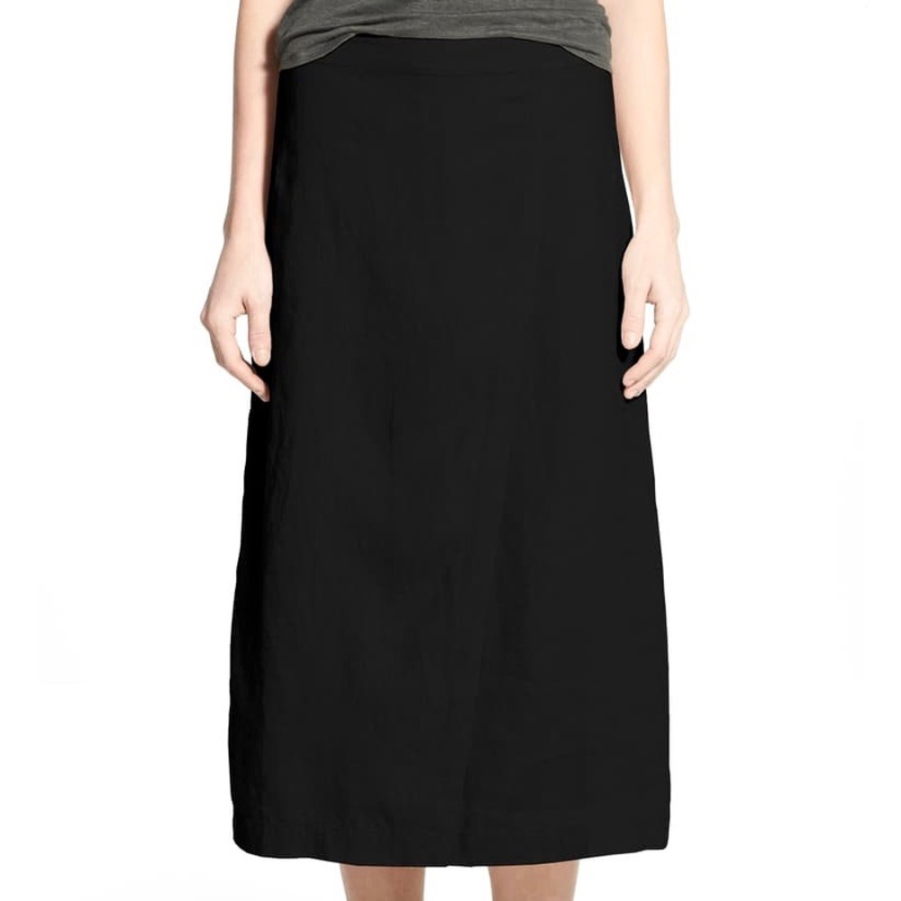 Eileen Fisher Organic Linen Wrap Front Midi Skirt Minimalist